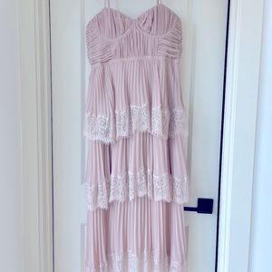 Beautiful blush Self-Portrait tiered chiffon dress.